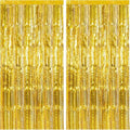 2 Pack Gold Backdrop Birthday Decorations Foil Curtain Backdrop Gold Streamers Dance Party Decorations Photo Booth Props for Bachelorette Decorations Christmas Halloween New Years Eve Party Supplies by KEJ