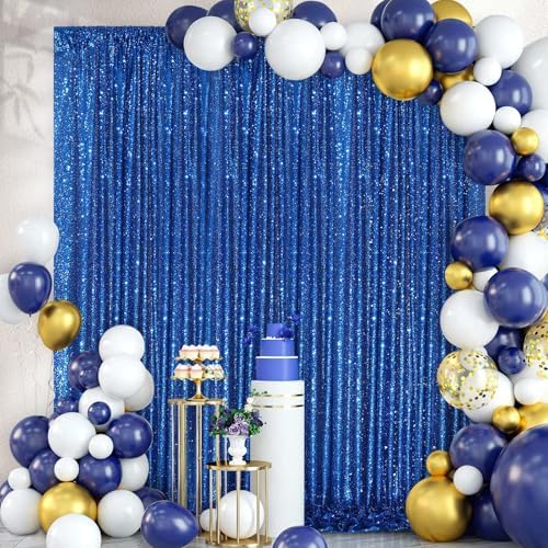 Sequin Backdrop Curtain Royal Blue Glitter Photography Background 8ftx8ft - Image 2