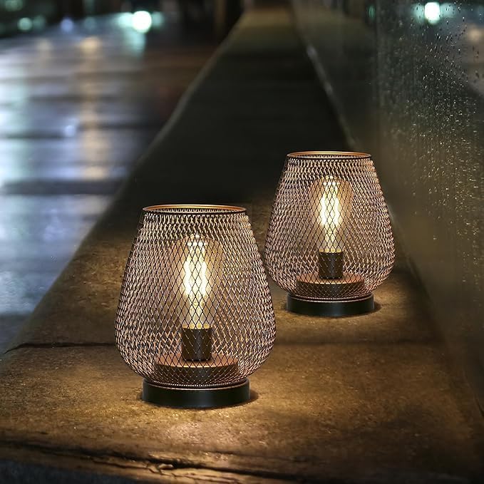 JHY DESIGN Set of 4 Metal Cage LED Lantern Battery Powered Cordless Accent Light with LED Great for Weddings Parties Patio Events for Indoors Outdoors - Image 5