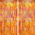 4 Packs Orange Foil Fringe Curtain, Orange Glitter Metallic Tinsel Backdrop for Birthday, Wedding, Baby Shower, Halloween, Thanksgiving, Friendsgiving, Fall Party Decorations Supplies by BSRESIN