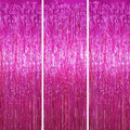 Voircoloria Pink Foil Fringe Backdrop Curtains, 3.3x8.2ft, 3 Pack by Voircoloria