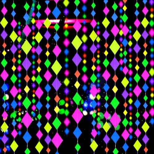 123feet UV Paper Neon Streamers & Garlands - Diamond Shape Black Light Decorations, Glow Party Favors & Supplies for Wedding & Birthday Celebrations by WELITTCON