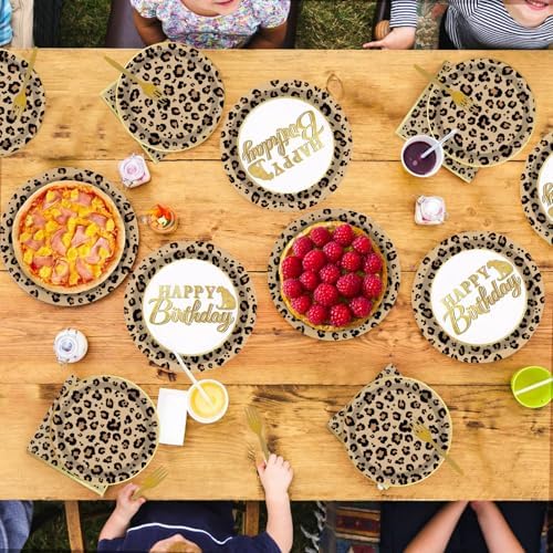 Grencian 96 Pcs Cheetah Print Birthday Decorations, Serves 24 - Image 7