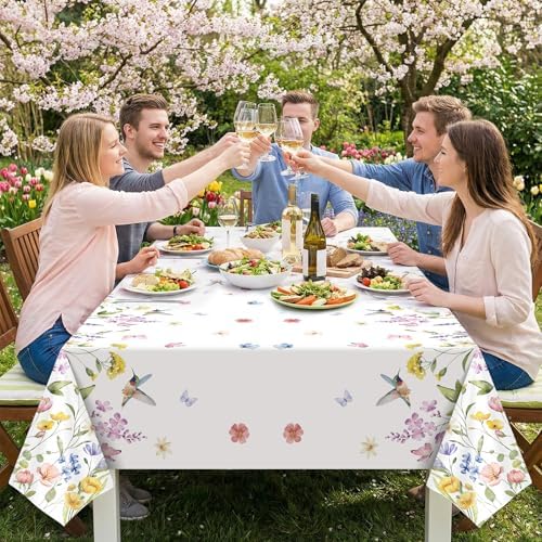 6 Pack Wildflower Plastic Tablecloths, Disposable Tea Party Table Cloth - Image 6