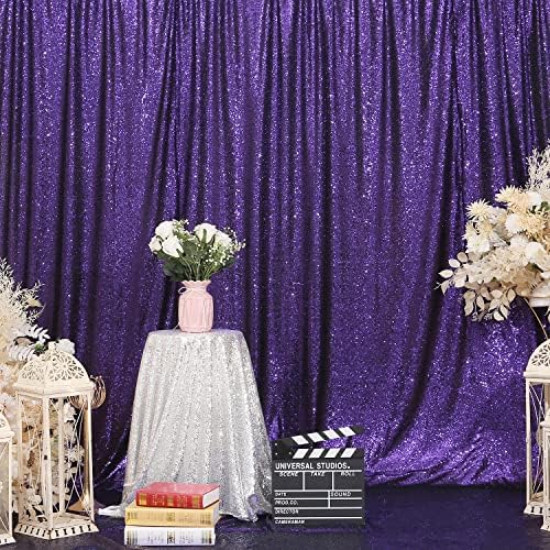 Poise3EHome Purple Sequin Backdrop, 10Ft x 10Ft Glitter Photography Background Curtains for Halloween Party Wedding Birthday Christmas Thanksgiving Decoration - Image 2