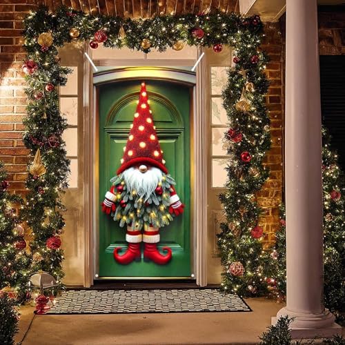 BlissYard Christmas Door Cover Gnome 35x71 Inch Polyester - Image 3