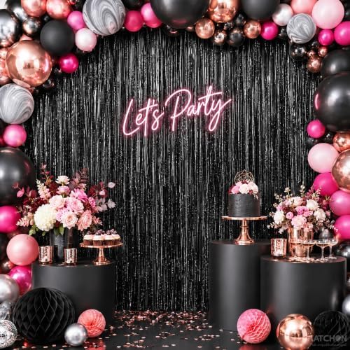 KatchOn XtraLarge 2 Pcs Black Fringe Backdrop Black Streamers Decorations - Image 4