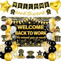 27pcs Welcome Back to Work Decorations Office Black Gold Welcome Back to Work Banner Balloons We Missed You So Much Backdrop Hanging Swirls Table Centerpieces Foil Balloons for Back to Work Office by Unknown