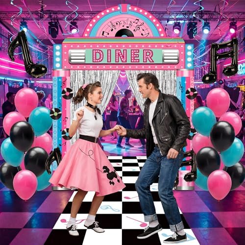 31 Pcs 50s Party Decorations Rock and Roll Sock Hop Birthday Party Supplies - Image 2