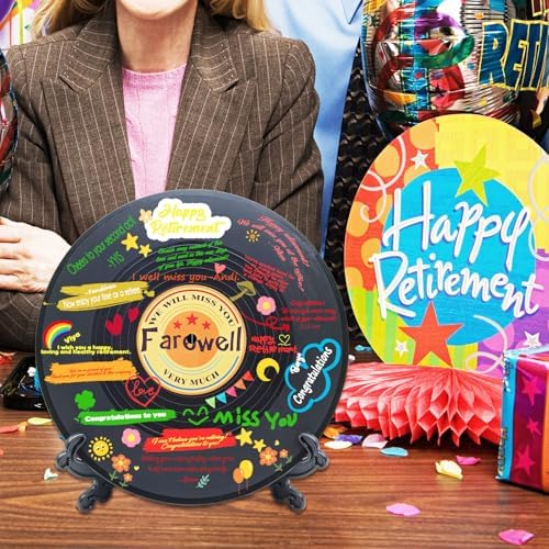 Farewell Guest Book Alternative Signature Vinyl Record Congrats, Retirement Party Vinyl Record Guest Book Supplies Decorations Going Away Gifts for Men Women, We Will Miss You Farewell Party（Orange） - Image 6