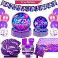 198 Pcs KPop Birthday Party Supplies for Girls – Music Theme Birthday Decorations for 24 Guests | Plates, Dessert Plates, Cups, Napkins, Knives, Forks, Spoons, Balloons, Banner & Tablecloth by DUMBI