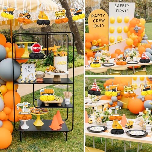 9 Pcs Construction Party Honeycomb Centerpieces for Tables Construction Party Decorations Car Truck Zone Table Centerpieces Signs for Birthday Party Favors Supplies - Image 7