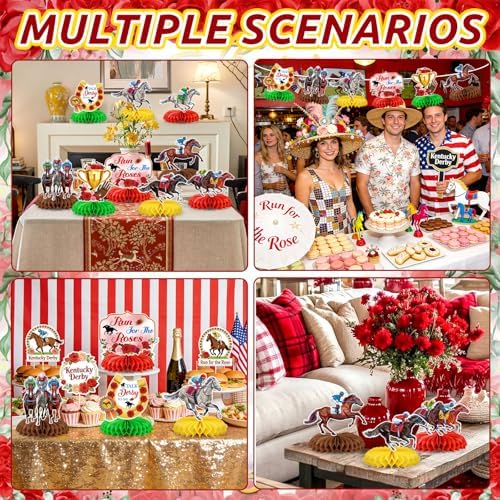 9Pcs Derby Day Party Decorations Horsing Racing Honeycomb Centerpieces for Tables Horse Racing Table Decorations for Derby Day Home Birthday Party Supplies Table Decor - Image 7