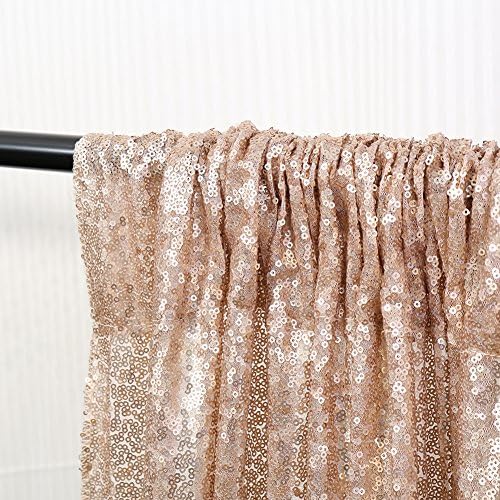 Poise3EHome Champagne Sequin Backdrop, 10Ft x 10Ft Glitter Photography Background Curtains, Sequence Drapes for Party Baby Shower Wedding Birthday Christmas Thanksgiving Halloween Decoration - Image 2