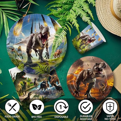 207pcs Dinosaur Party Decorations Plates Napkins Dino Birthday Supplies - Image 3