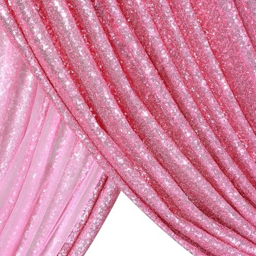 Sequin Backdrop 8ft x 8ft Blush Pink Backdrop Curtain for Wedding Party - Image 4