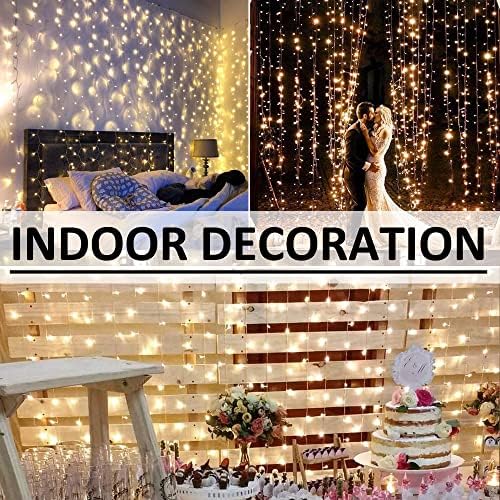 Solhice LED Curtain Lights Outdoor 12ft x10ft, 360 LED Plug in Hanging String Lights Indoor Bedroom, Twinkle Light Backdrop for Outside Wedding Decor, Warm White (Not Connectable) - Image 5