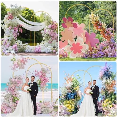 Wokceer Wedding Arch Backdrop Stand 7.2FT,6.6FT Gold Metal Arch Stand Set - Image 5