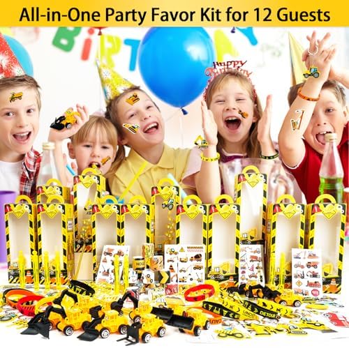 Construction Party Favors - for 12Guests, Construction Birthday Party Decorations Supplies, Construction Theme Toys for Goodie Bag Stuffer, Pinata Filler Gifts - Image 2