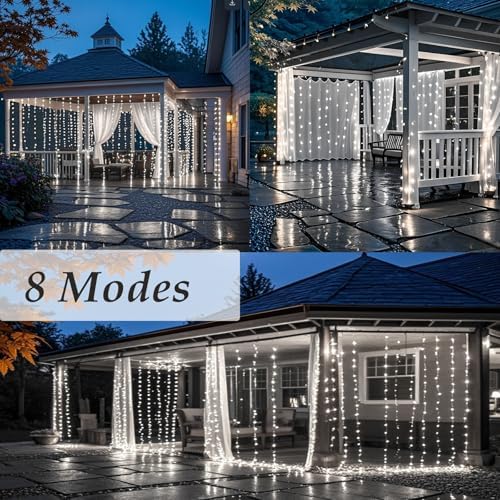 Solhice LED Curtain Lights Outdoor 20ft x10ft Cool White, 600 LED String Lights Backdrop Indoor Plug in, Twinkle Lights for Outside Backyard Wedding Bedroom Décor (Not Connectable) - Image 3