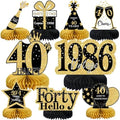 9 Pcs 40th Birthday Decorations Honeycomb Centerpieces for Women Men, Black Gold 1986 Aged to Perfection Vintage Centerpieces for Tables Toppers,Forty Years Party Decorations Supplies by MOORAY