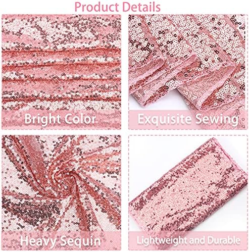 12 Packs 12 X 72 Inch Sequin Table Runner Glitter Dining Table Runner for Birthday Wedding Engagement Bridal Baby Shower Bachelorette Holiday Celebration Party Supplies Decorations (Rose Gold) - Image 4