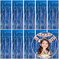 10 Pack Foil Curtain Backdrop Blue Metallic Tinsel Foil Fringe Curtains Photo Booth Props for Birthday Wedding Engagement Baby Shower Bachelorette Christmas Holiday Celebration Party Decorations by KEJ
