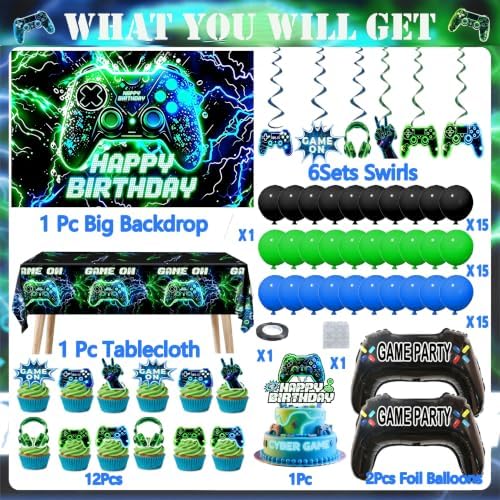 77Pcs Video Game Birthday Party Decorations Kit for Game Night Room Decor - Image 2