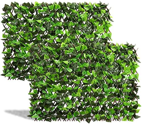 DOEWORKS Expandable Faux Ivy Trellis Fence, Patio Privacy Screen, 2 Pack by DOEWORKS