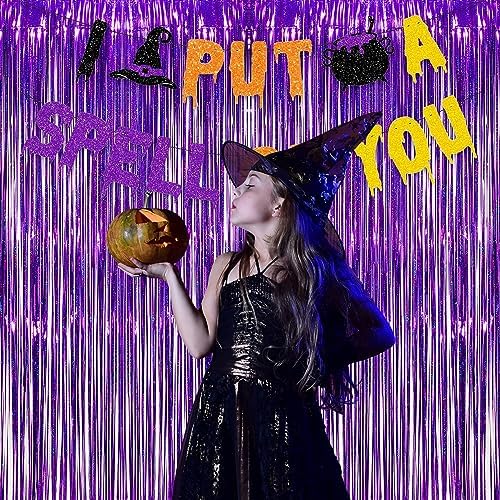 Purple Tinsel Curtain Party Backdrop - 3.2ft x 8.2ft - Pack of 2 - Image 2