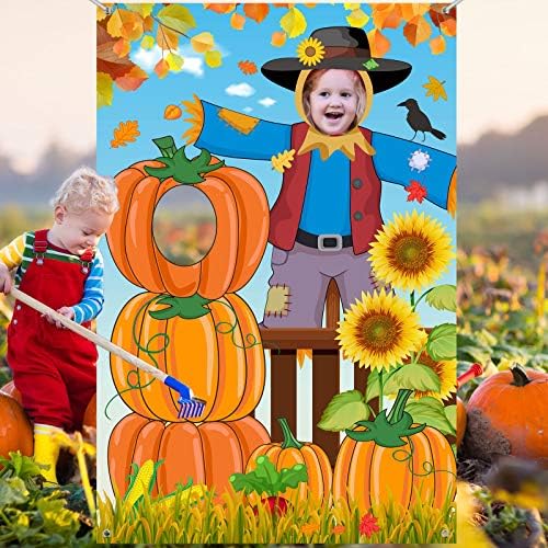 Blulu Fall Photo Backdrop Thanksgiving Pumpkin Scarecrow, 59 X 39.4 Inch by Blulu