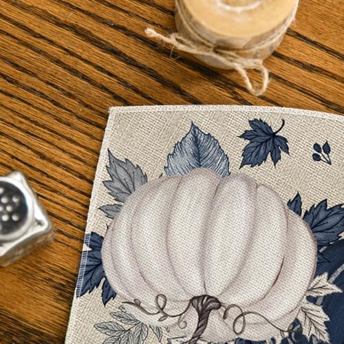 Artoid Mode Navy Blue Pumpkins Fall Wedge Placemats Set of 4-12 x 18 Inch - Image 7