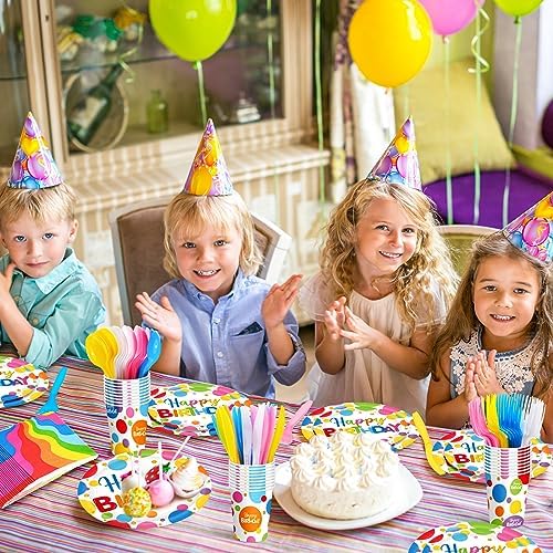 Meanplan 168 Pcs Happy Birthday Plates Napkins Tableware Set 24 Guest - Image 3