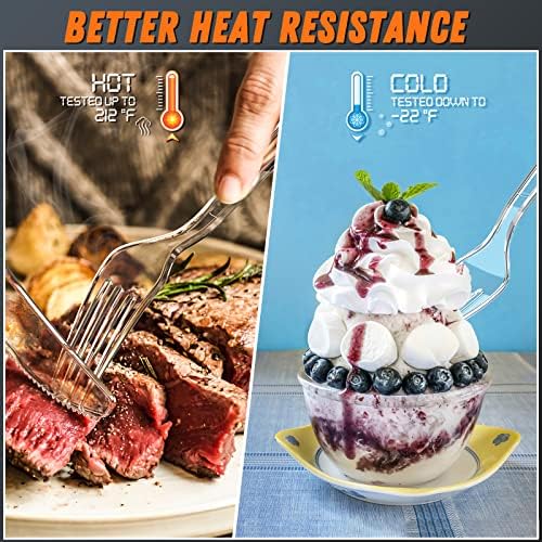 Dipoo 7.1" Clear Plastic Forks Heavy Duty, 84 Count - Image 3