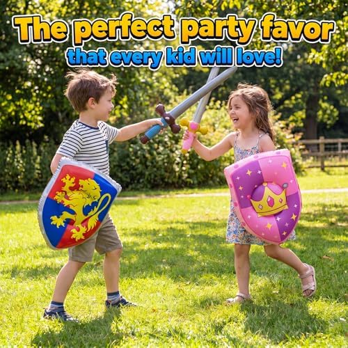 Poen 24 Pcs Inflatable Sword and Shield Medieval Knight Party,5 Styles - Image 5