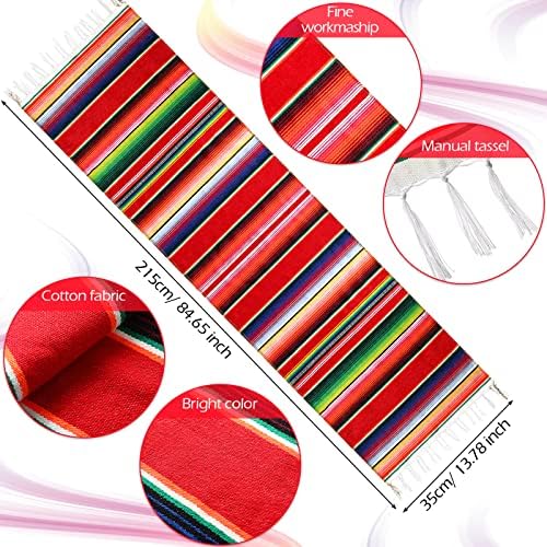 Tegeme 12 Pcs Mexican Table Runners 14 x 84 Inch Cotton,Fresh Style - Image 2