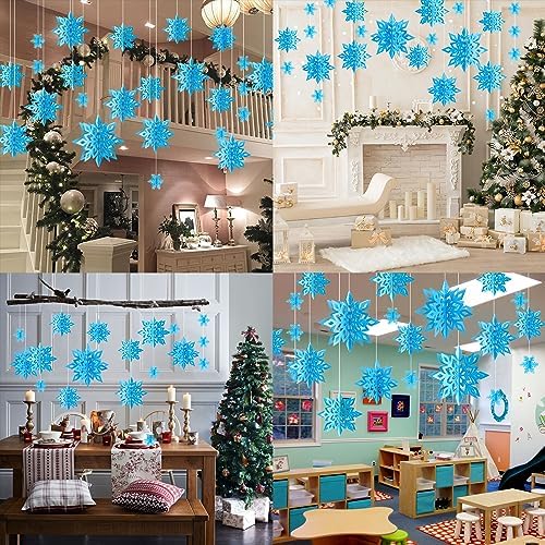 24PCS Hanging Snowflake Decorations Winter Wonderland Party Supplies - Image 4