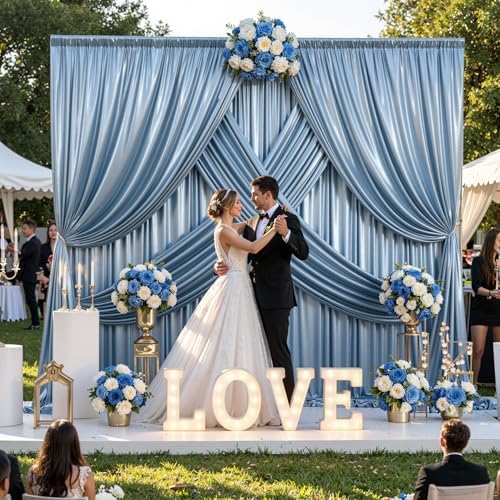 20x10ft Dusty Blue Sequin Backdrop Curtains, Wrinkle Free Glitter Backdrop Drapes for Wedding Parties Photography Stage Decor, Non-Shedding 4 Panels Set (5x10ft Each) - Image 7