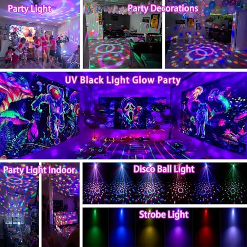 YINPKTEO Party Lights Disco Ball Light,Dj Disco Light Sound Activated LED Light 6 Colors for Home Room Dance Parties Birthday Karaoke Halloween Christmas Wedding Show Club Decorations - Image 3