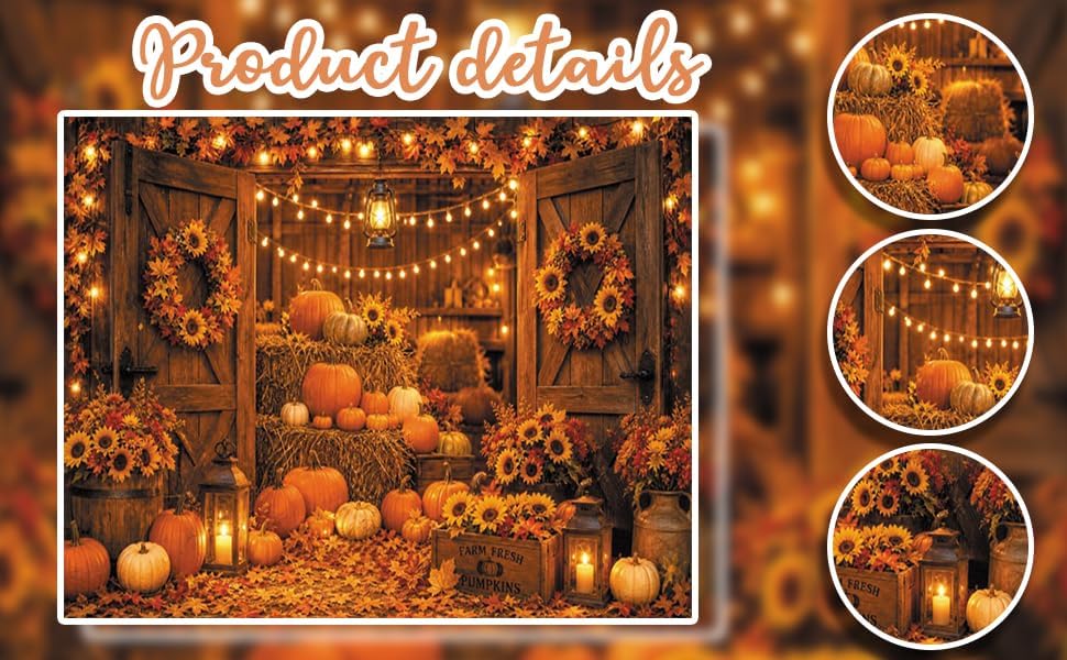 12x8ft Fall Backdrops for Photography Rustic Harvest Thanksgiving Backdrop - Image 5