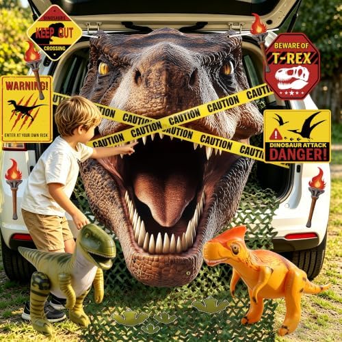 Fovths 17 Pcs Halloween Dinosaur Trunk or Treat Car Decorations Kit - Image 5