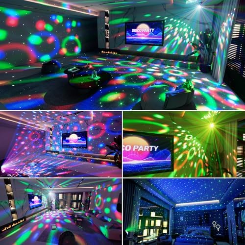 Party Lights DJ Disco Light Disco Ball Lights with Star Projector Sound Activated Strobe for Parties, Bar, Birthday, Wedding, DJ, Pub, Holiday, Event Live Show, Christmas, Living Room, Decorations - Image 2