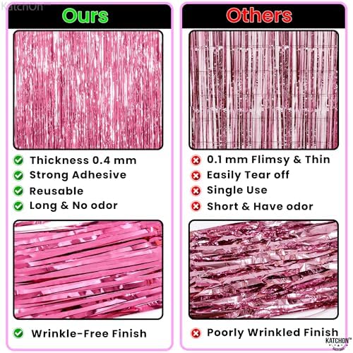 KatchOn, Pink Streamers for Pink Party Decorations - 3.2x8 Feet 2Pcs - Image 4
