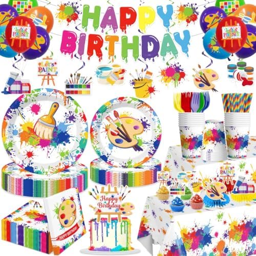 212pcs Paint Party Decorations for Art Lovers, Serves 25 by Yingoto
