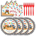 72Pcs Racing Car Party Plates and Napkins Monster Truck Birthday Party Supplies Disposable Checkered Race Tableware Set for Boys Birthday Wheel Sports Baby Shower Decorations Serves 24 by Unknown
