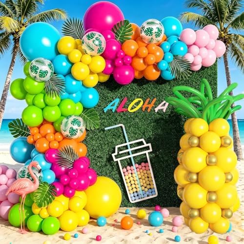 Amandir 165Pcs Tropical Hawaiian Luau Balloon Arch Garland Kit by Amandir