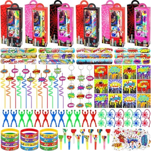 208 Pcs Spider Theme Party Favors Pack - For 12 Kids , Goodie Bag Stuffers by We1stdsee