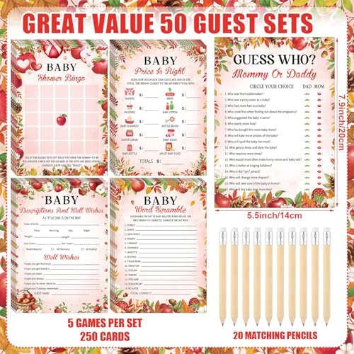 Patelai 321 Pcs Baby Shower Games Supplies, Apple of Our Eye - Image 5
