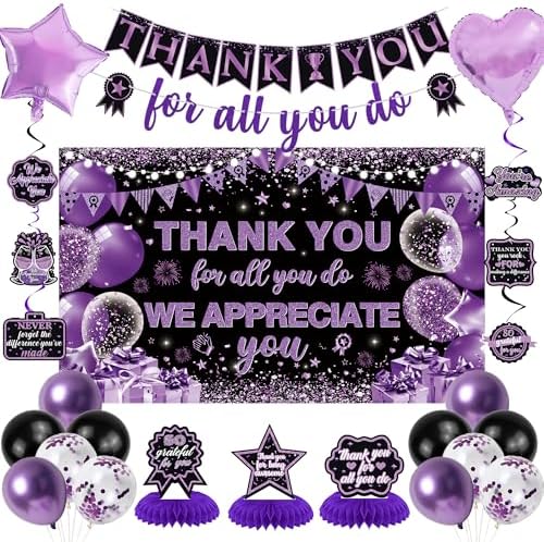 Vlipoeasn Purple We Appreciate You Banner Decorations by Vlipoeasn