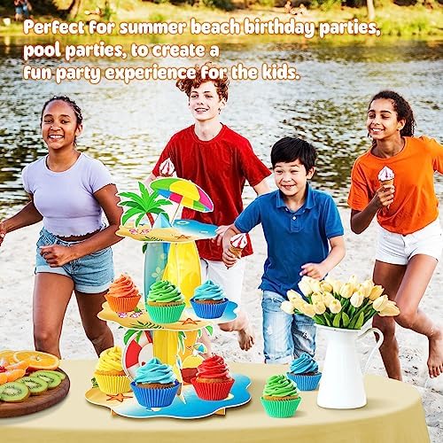 BenLouis 3Tier Hawaiian Cupcake Stand Birthday Party Decorations - Image 6